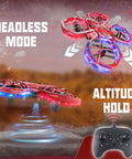 Mini Drone For Beginners With Easy Flight And LED Neon Lights RC Quadcopter showing altitude hold and headless mode with remote