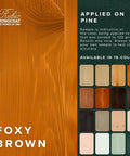 DuroGrit Outdoor Wood Oil Stain And Sealer In Foxy Brown shown on pine with color options for decks and furniture.