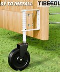 Heavy Duty 5 Inch Spring Loaded Gate Caster Smooth Operator Design For Outdoor Wooden Fences with black wheel and white housing.