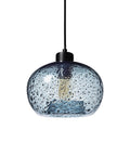 Hand Blown Glass Pendant Light For Kitchen Island And Dining Areas With Adjustable Nylon Cord, Modern Farmhouse Style In Grey Blue