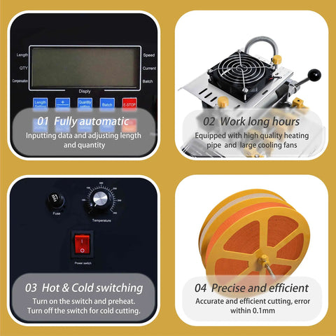Hot And Cold Webbing Cutting Machine With 5 Inch LCD Display showing controls and components for elastic bands cutting