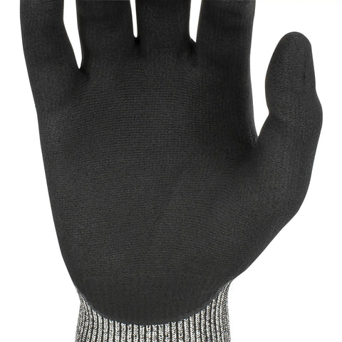Dyneema Cut-Protection Touchscreen Glove, 13-Gauge A2 Shell, palm view, black foam nitrile coating, ANSI Cut Level A2, EN 388 4 3 4 4 B Rated