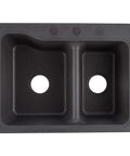 Dual Basin RV Sink 25 By 19 Inch Composite Kitchen Bath Sink With Hydrophobic Coating in granite black, top view