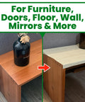 Dark Walnut Wood Grain Repair Tape Slaps Those Nasty Furniture Scratches Dead Flat Instantly With This Heckin Simple Self Adhesive Vinyl Sticker Fix For Cabinets And Tables on furniture surfaces.