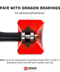 Close-up of skateboard wheel with Dragon bearings, focusing on precision aluminum spacers and speed rings, crank down axles to cut slop.