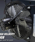 Ceiling Mounted Forced Air Unit Heater With 50000 Btu Dual Fuel featuring high velocity fan and finger proof guard for safety.