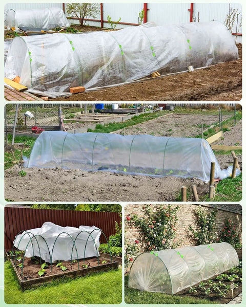 60 Pieces Garden Hoops for Raised Beds and Greenhouses Rust Free Fiberglass Support Hoops for Netting and Shade Cloth DIY Plant Support Easy Install Grow Tunnel Frames Garden Stakes