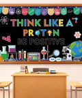 Science bulletin board with lab-themed cutouts, borders, and adhesive dots. 56Pcs Science Bulletin Board Decorations Set With Lab Themed Cutouts, Borders And Adhesive Dots For Back To School Classrooms, Chalkboard, Windows, And Home Office Decor.