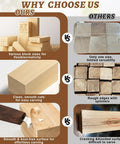 Comparison of basswood carving blocks: 27-piece set with smooth, clean cuts vs other rough, knotted blocks for whittling.