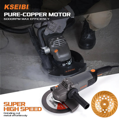 Beast Heavy Duty 7 Inch Concrete Grinder Kit With Dust Extraction Shroud and 2400W 15A Motor Delivers 6000 RPM