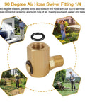 90 Degree Brass Air Swivel Fitting For Air Hose Reels, 1 Quarter FPT To 1 Quarter MPT Connector, Beefy 5000 PSI Sprung Swivel Joint For Heavy Duty Lines And Hoses brass swivel fitting