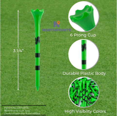 Neon Plastic Golf Tees Three And One Quarter Inch 40 Pack Ultra Bright Colors For Easy Visibility In Low Light Made In USA