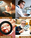 10X Magnifying Glass With Light And Clamp, Hands Free Magnifier Lamp With 72 LEDs used for reading, instruction, manicure, repair