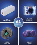 DIY telescope, moon rock dig, galaxy slime, planet discovery from Out Of This World Space Science Kit With Sixty One STEM Experiments For Kids Ages Eight And Up Includes DIY Telescope Moon Rocks Crystals Slime Archaeology Activities And Twenty One Guided Projects Plus Forty At Home Activities In Astronomy And Chemistry.