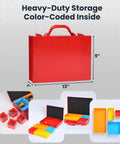 Heavy Duty Metal Small Parts Cabinet With Sliding Rack Drawers Four Removable Tool Boxes And Color Coded Compartments For Nuts Bolts Screws And Small Parts Ideal For Shops Garages And Service Trucks with red toolbox and color-coded bins