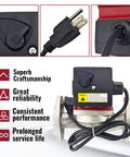 Heavy Duty Stainless Steel 3 Speed Hot Water Circulator Pump Delivering Kickin Flow Rates with power switch and plug.
