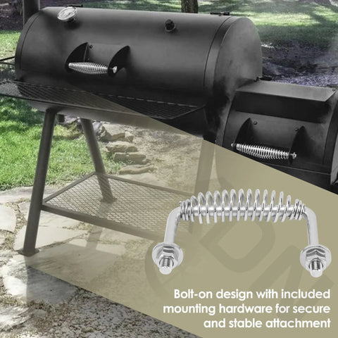 Five And Three Eighths Inch Spring Handle With One Half Inch Rod For BBQ Grills and Wood Stoves, bolt-on mounted