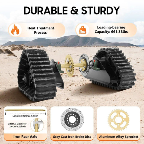 Beefed Up Rear Axle Track Kit For Go Kart ATV Quad 600mm Axle With 428 37T Sprocket 158mm Brake Disc, on rugged terrain