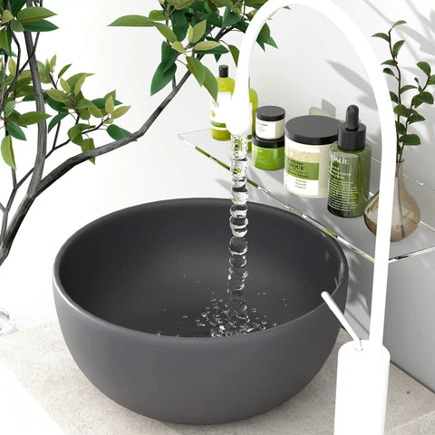 Clear Acrylic Floating Shelves No Drill No Damage Wall Mounted No Mess 4 Pack Renter Friendly For Bathroom Kitchen Bedroom Living Room Office Transparent Invisible Shelves With Easy Install in use by bathroom sink with plants and products.