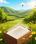 White Plastic Queen Marker Cage Clip Beekeeping Tool for Easy Queen Capture and Marking in a scenic apiary setting