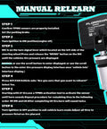 Manual re-learn guide for GM TPMS tire pressure sensors with detailed setup steps and activation tool instructions.