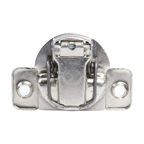 Front view of Two Pack Cabinet Hinges With 108 Degree Opening One Inch Overlay Screw On Compact Design Boss Level Soft Close, model 04441A 15 USA Made