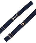 Equestrian Elastic Belt For Women Two Piece Riding Belt Set With Gold Surcingle And Silver Bit Buckle Dark Blue Adjustable Waist