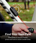 Discreet Theft Alarm System With 110dB Siren And 800ft Wireless Alerts on bike frame, with remote finder in hand