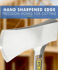 Sportsman's Axe 14 Inch Hatchet For Camping And Outdoors With Forged Steel Construction And Genuine Leather Grip, hand sharpened edge
