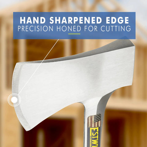 Sportsman's Axe 14 Inch Hatchet For Camping And Outdoors With Forged Steel Construction And Genuine Leather Grip, hand sharpened edge