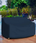 Outdoor Loveseat Cover Weatherproof 12 Oz PVC Coated Polyester Patio Sofa Cover With Air Vents And Drawstrings Keeps Dry Rain Or Shine Fits 54W x 35H x 37D Inches Blue Waterproof UV Resistant