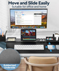 Six In One Magnetic Desk Pad With DIY Modular Storage showing monitor, tablet stand, pen holder, cup holder, and cable management.