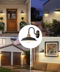 Dope Farmhouse Gooseneck Barn Lights Black Outdoor Wall Sconces For Exterior Use E26 Porch Lights illuminating different spaces