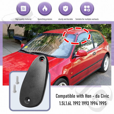 Honda Civic Antenna Hole Plate Cap Cover Kit For 1992 To 2000 1.5L 1.6L Models Replacement, shown with red Honda Civic.