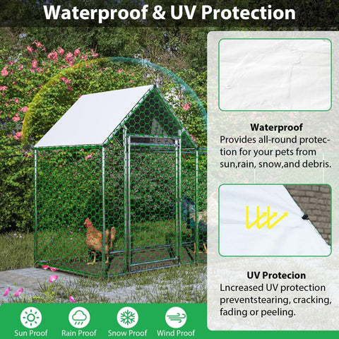 Heavy-Duty Galvanized Steel Chicken Coop Run Built Tough For Backyard Poultry Housing With Weather-Resistant Cover And Secure Mesh Enclosure