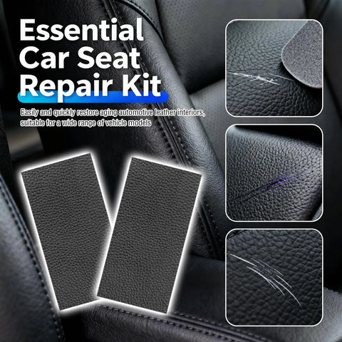 Heavy Duty PU Leather Repair Patches 2 Count 8X4 Inch EZ Peel Self Adhesive Vinyl Tape for fixing car seat scratches.