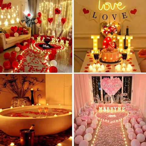 Romantic decor with 100 Pack Flameless LED Tea Light Candles For Parties And Home Decor Party Ready Warm Yellow Flicker Realistic Glow