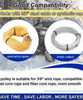 2 Ton Snatch Block Kit With G80 Chain And G70 Hook For Three Eighths Inch Wire Rope Beefy Heavy Duty Winch Gear For Flatbed Tow Trucks Rollback Wreckers Car Carriers Blue, 3-inch pulley with synthetic rope and steel cable