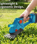 Top Tier Cordless Hedge Trimmer With Badass Dual Blade Setup And 21V Fast Charging Batteries, lightweight ergonomic design for easy trimming.