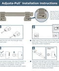 Adjusta-Pull installation guide with steps for installing Matte Black Adjustable Drawer Pulls 5 Pack Fits 1-3/8 To 4 Inch Hole Centers.
