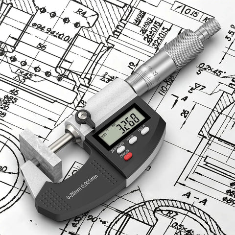 Dual-Mode Outside Micrometer With Digital And Mechanical Readout, Easy Switch, 0-1 Inch And 0-25.4 Mm, Ultra-Precise 0.00005 Inch And 0.001 Mm, Large LCD Display, Pro-Grade Machinist Thickness Gauge With Protective Case.