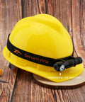 Elastic Headlamp Strap with Bracket for 22mm to 26mm Headlights 360 Degree Adjustable Headband on yellow helmet