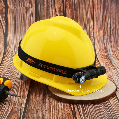 Elastic Headlamp Strap with Bracket for 22mm to 26mm Headlights 360 Degree Adjustable Headband on yellow helmet
