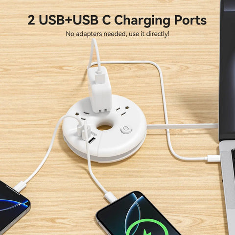Must Have Travel Power Strip With Three Outlets And Three USB Ports Including One USB C Cruise Approved Short Three Foot Extension Cord
