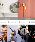 Dope 1 Light Plug In Or Hardwire Wall Sconce In Matte Brass With Smoked Amber Glass Shade And Black Fabric Cord demonstration