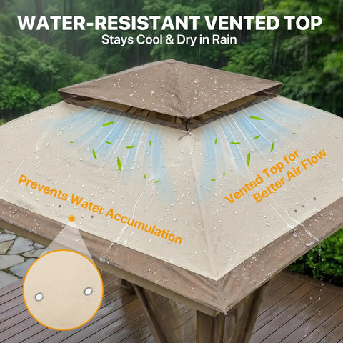 11x11 Pop Up Gazebo With Mesh Netting For Quick Setup Instant Outdoor Canopy Tent Water Resistant Shelter With UPF 50+ UV Protection