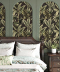 Tropical Floral Peel And Stick Wallpaper With Palm Leaves For Walls And Cabinets Removable Two Sheets Easy Install Seamless Pattern Ideal For Bedroom