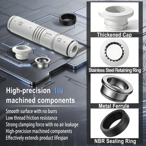 Industrial Grade Heavy Duty Badass Pneumatic Vacuum Ejector Fittings With Six Millimeter Plug And Play Quick Connect Push In Tube Dope Suction Flow Super Tough Pack Of Ten Gray