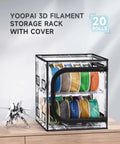 Maker Friendly Two Tier 3D Printer Filament Storage Rack With Transparent Cover Holds Up To 24 Rolls Of 1Kg Filament