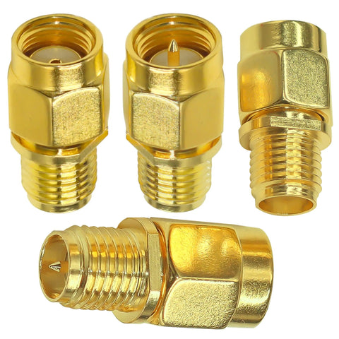 4 Pack SMA To RP SMA Coax Connector Adapter Kit Low Loss Gold Plated Brass Cables For Radio Antenna Audio Video Ham